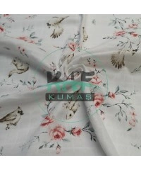 Baskılı %100 Pamuk Müslin Kumaş | Pembe Gül ve Küçük Hayvanlar