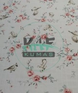 Baskılı %100 Pamuk Müslin Kumaş | Pembe Gül ve Küçük Hayvanlar