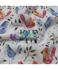 Baskılı %100 Pamuk Müslin Kumaş | Renkli Kuşlar