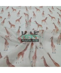 Baskılı %100 Pamuk Müslin Kumaş | Zürafa