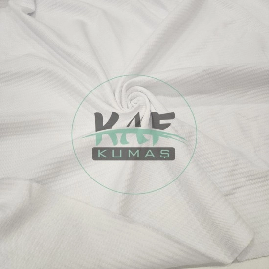 Polyester Örme Waffle Pike Kumaş | Beyaz