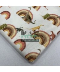 Dinozor Desenli Kaşkorse Kumaş