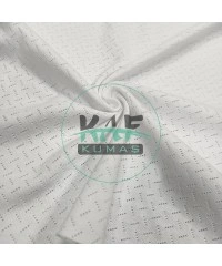 Delikli Pointelle Ribana Kumaş | 100% Pamuk | Beyaz Çapraz Çizgi