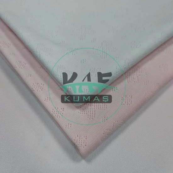 Delikli Ribana Kumaş | 100% Pamuk | Beyaz Kelebek