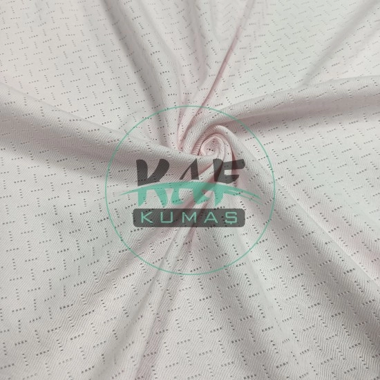 Delikli Pointelle Ribana Kumaş | 100% Pamuk | Pembe Çapraz Çizgi