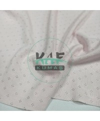 Delikli Pointelle Ribana Kumaş | 100% Pamuk | Pembe Kristal