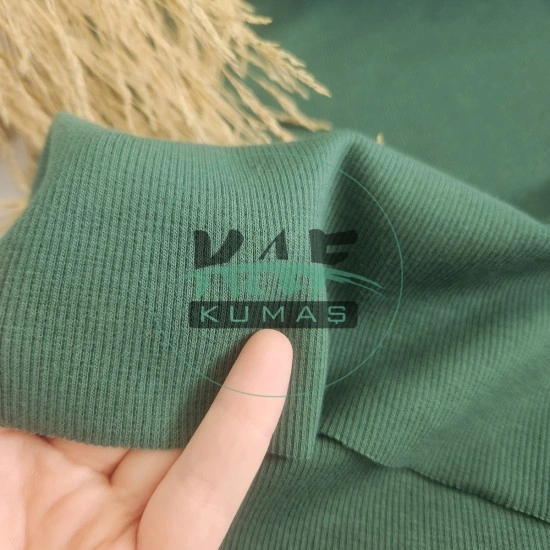 Penye Üstü Fırçalı Ribana Kumaş | Nefti Yeşili