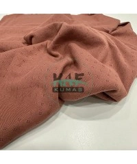  Kiremit Çiçekli Delikli Pointelle Ribana Kumaş | 100% Pamuk 