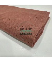  Kiremit Çiçekli Delikli Pointelle Ribana Kumaş | 100% Pamuk 