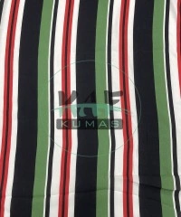 Vual Viskon Kumaş | Yeşil- Kırmızı- Siyah Çizgili