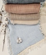 7 Katlı Çift Taraflı Bebe Mavi Dolgulu Müslin Bebek-Çocuk Battaniyesi