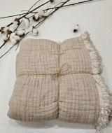 7 Katlı Çift Taraflı Kahverengi Dolgulu Müslin Bebek-Çocuk Battaniyesi