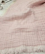 7 Katlı Çift Taraflı Pembe Dolgulu Müslin Bebek-Çocuk Battaniyesi