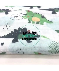 Baskılı %100 Pamuklu Müslin Battaniye | Dinazorlu