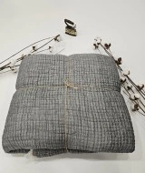 7 Katlı Antrasit Çift Taraflı Dolgulu Çift Kişilik Müslin Battaniye | 230 x 240 cm