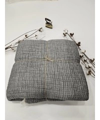 7 Katlı Antrasit Çift Taraflı Dolgulu Çift Kişilik Müslin Battaniye | 230 x 240 cm