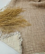 7 Katlı Bej Çift Taraflı Dolgulu Çift Kişilik Müslin Battaniye | 230 x 240 cm