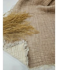 7 Katlı Bej Çift Taraflı Dolgulu Çift Kişilik Müslin Battaniye | 230 x 240 cm