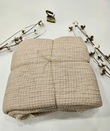 7 Katlı Bej Çift Taraflı Dolgulu Çift Kişilik Müslin Battaniye | 230 x 240 cm