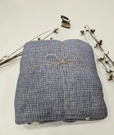 7 Katlı Denim Mavi Çift Taraflı Dolgulu Çift Kişilik Müslin Battaniye | 230 x 240 cm