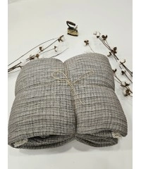 7 Katlı Gri Çift Taraflı Dolgulu Çift Kişilik Müslin Battaniye | 230 x 240 cm