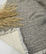 7 Katlı Gri Çift Taraflı Dolgulu Çift Kişilik Müslin Battaniye | 230 x 240 cm