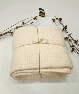 7 Katlı Krem Çift Taraflı Dolgulu Çift Kişilik Müslin Battaniye | 230 x 240 cm
