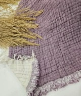 7 Katlı Mor Çift Taraflı Dolgulu Çift Kişilik Müslin Battaniye | 230 x 240 cm