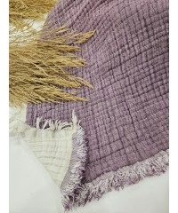 7 Katlı Mor Çift Taraflı Dolgulu Çift Kişilik Müslin Battaniye | 230 x 240 cm