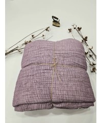 7 Katlı Mor Çift Taraflı Dolgulu Çift Kişilik Müslin Battaniye | 230 x 240 cm