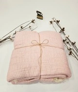 7 Katlı Pembe Çift Taraflı Dolgulu Çift Kişilik Müslin Battaniye | 230 x 240 cm