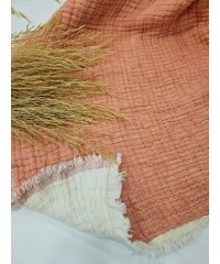 7 Katlı Mercan Renk Çift Taraflı Dolgulu Çift Kişilik Müslin Battaniye | 230 x 240 cm