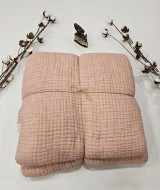 7 Katlı Gül Kurusu Çift Taraflı Dolgulu Çift Kişilik Müslin Battaniye | 230 x 240 cm