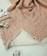 7 Katlı Gül Kurusu Çift Taraflı Dolgulu Çift Kişilik Müslin Battaniye | 230 x 240 cm