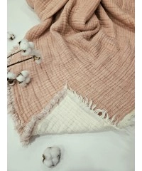 7 Katlı Gül Kurusu Çift Taraflı Dolgulu Çift Kişilik Müslin Battaniye | 230 x 240 cm