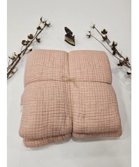 7 Katlı Gül Kurusu Çift Taraflı Dolgulu Çift Kişilik Müslin Battaniye | 230 x 240 cm