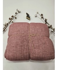 7 Katlı Kırmızı Çift Taraflı Dolgulu Çift Kişilik Müslin Battaniye | 230 x 240 cm