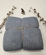 7 Katlı Mavi Çift Taraflı Dolgulu Çift Kişilik Müslin Battaniye | 230 x 240 cm