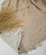 4 Katlı Bej Çift Taraflı Çift Kişilik Müslin Battaniye | 230 x 240 cm