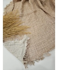 4 Katlı Bej Çift Taraflı Çift Kişilik Müslin Battaniye | 230 x 240 cm