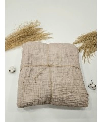 4 Katlı Bej Çift Taraflı Çift Kişilik Müslin Battaniye | 230 x 240 cm