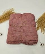 4 Katlı Bordo Çift Taraflı Çift Kişilik Müslin Battaniye | 230 x 240 cm