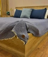 4 Katlı Denim Mavi Çift Taraflı Çift Kişilik Müslin Battaniye | 230 x 240 cm