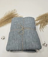 4 Katlı Mavi Çift Taraflı Çift Kişilik Müslin Battaniye | 230 x 240 cm