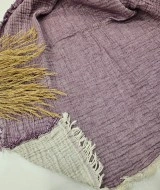 4 Katlı Mor Çift Taraflı Çift Kişilik Müslin Battaniye | 230 x 240 cm