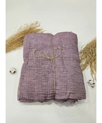 4 Katlı Mor Çift Taraflı Çift Kişilik Müslin Battaniye | 230 x 240 cm