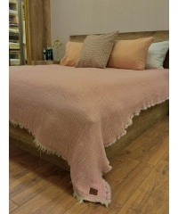 4 Katlı Gül Kurusu Çift Taraflı Çift Kişilik Müslin Battaniye | 230 x 240 cm