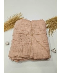 4 Katlı Gül Kurusu Çift Taraflı Çift Kişilik Müslin Battaniye | 230 x 240 cm