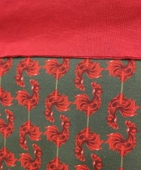 Baskılı Süprem Kumaş | %95 Pamuk %5 Elastan | 150 cm | 210 Gsm |  Kırmızı Horoz Desen